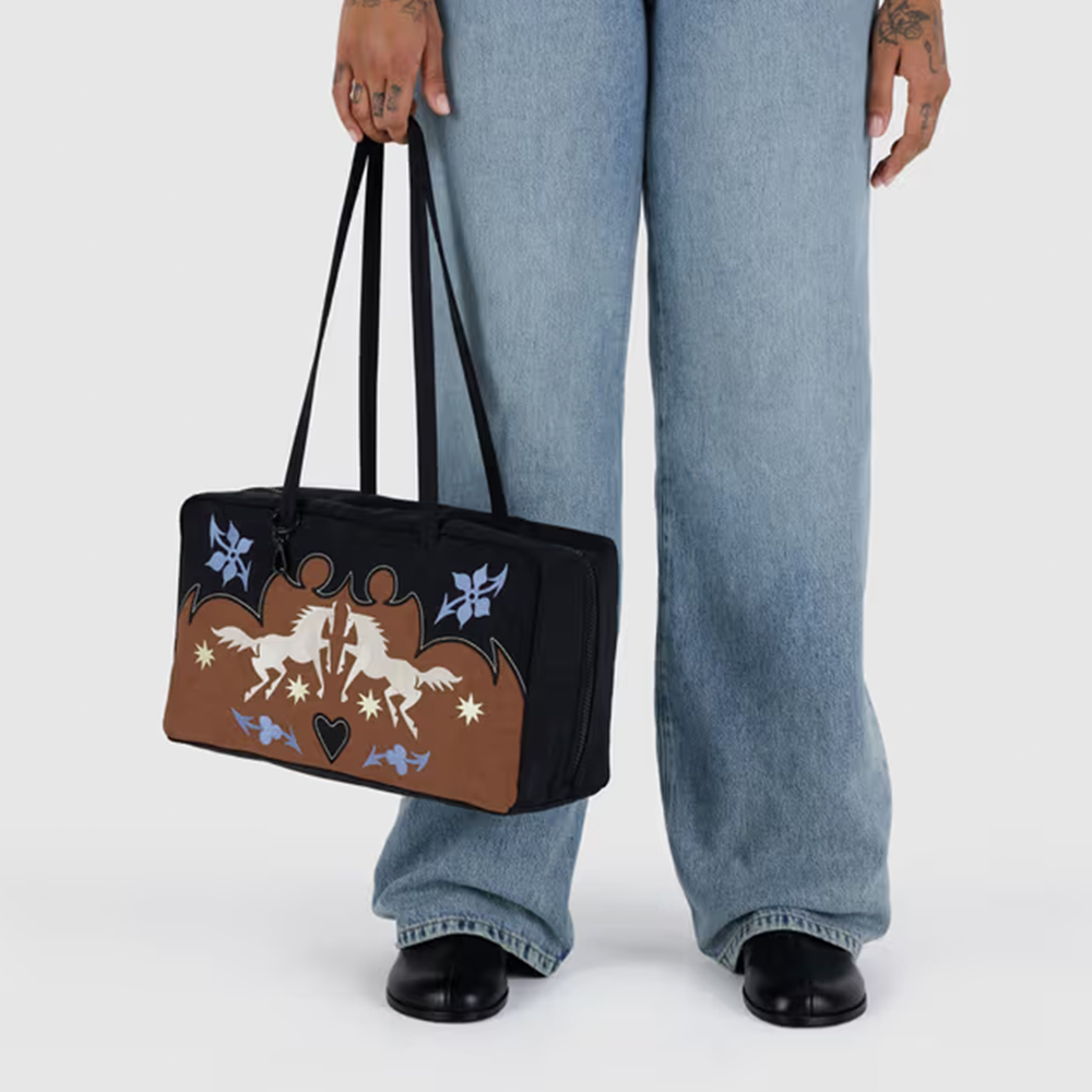 Baggu Medium Nylon Bowler Bag Western Appliqué