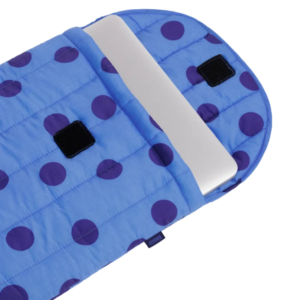 Baggu Puffy Laptop Sleeve 16 inch Blue Polka Dot