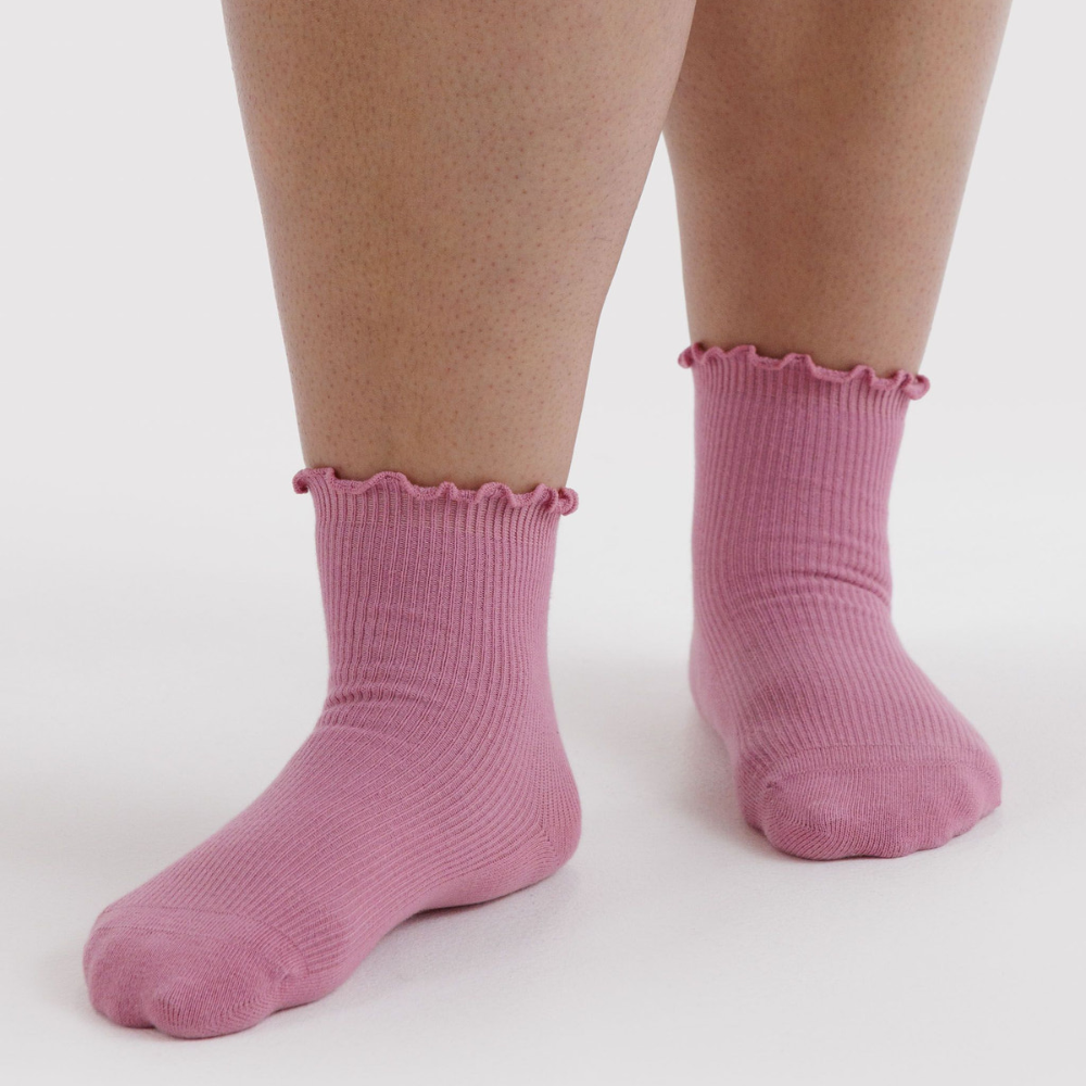Baggu Lettuce Edge Socks Set of 2 Pairs Wild Plum & Cherry