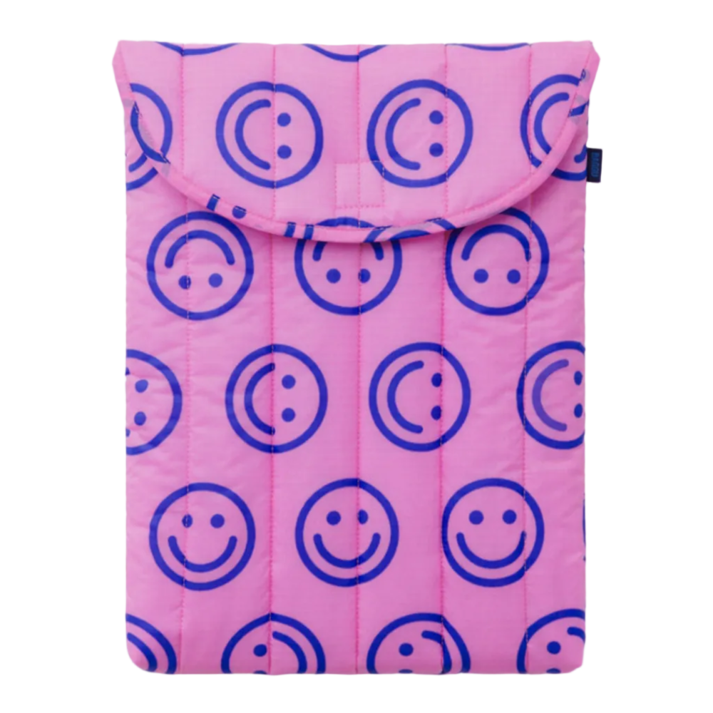 Baggu Puffy Laptop Sleeve 16 inch Pop Pink Happy