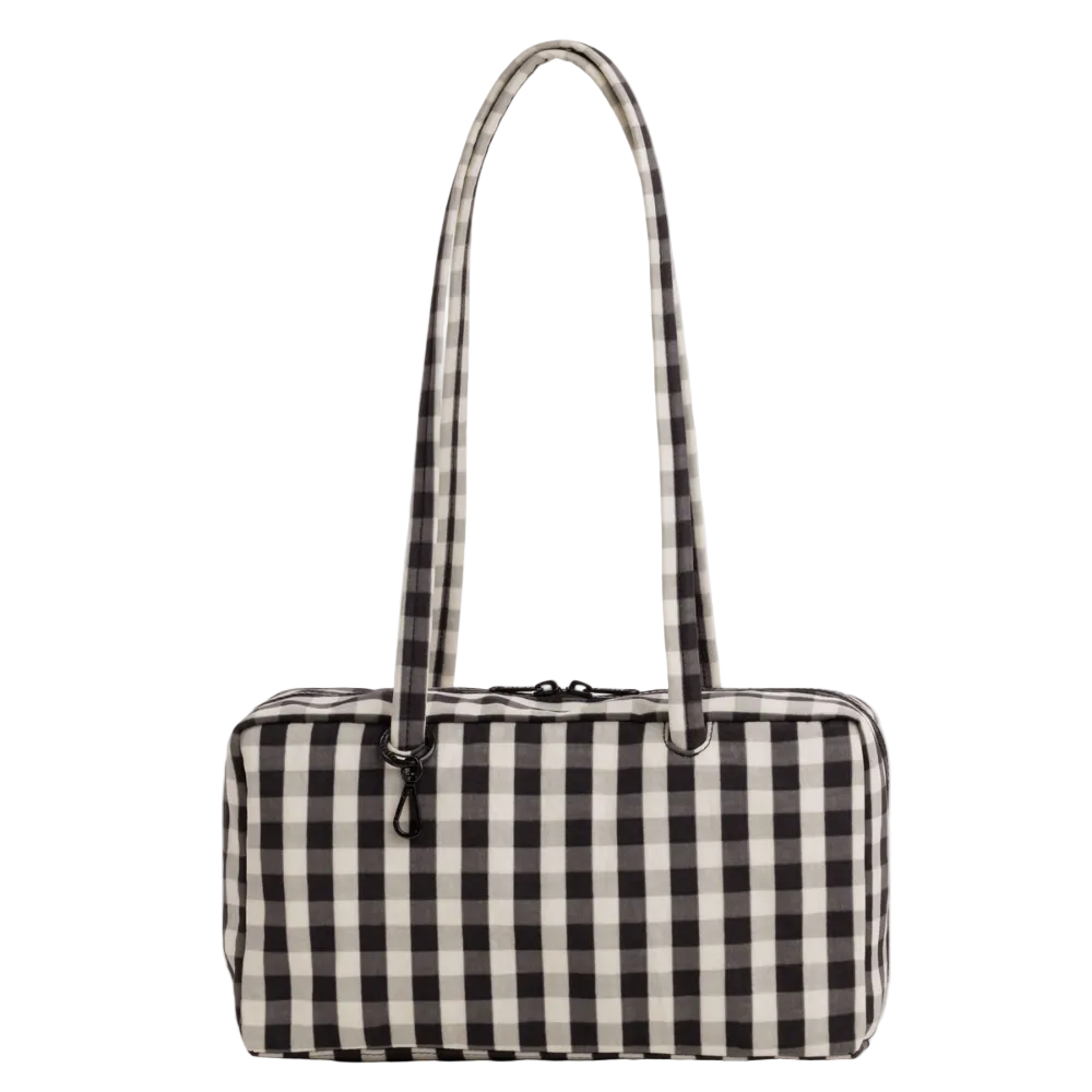 Baggu Nylon Bowler Bag  Black and Cream Gingham