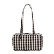 Baggu Medium Nylon Bowler Bag Black and Cream Polka Dot