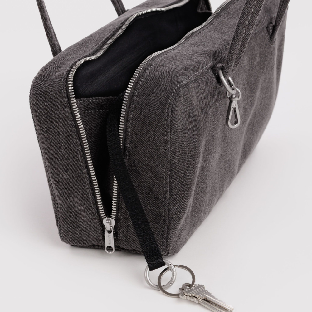 Baggu Denim Bowler Bag Washed Black Denim