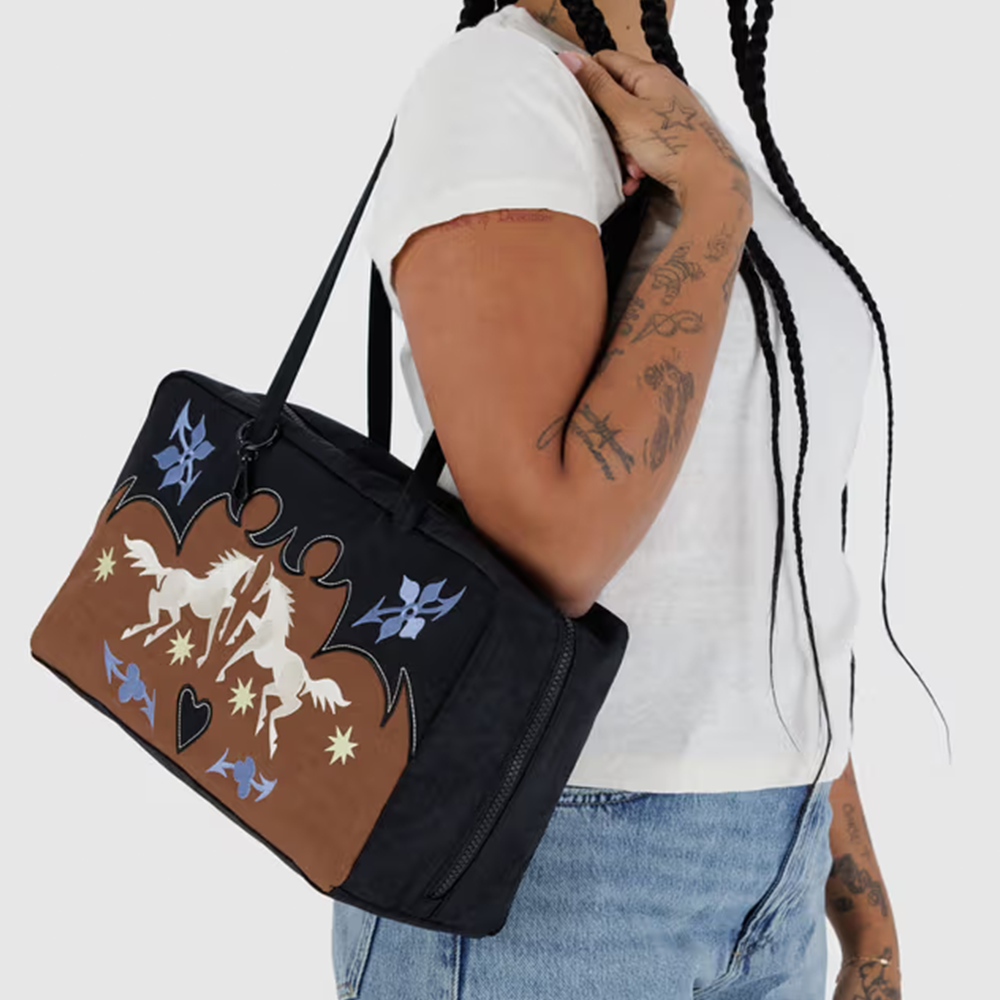 Baggu Medium Nylon Bowler Bag Western Appliqué