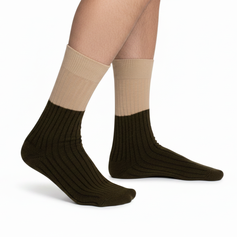 Nooan Possum Merino Wool Socks Dunedin Beige Military Olive