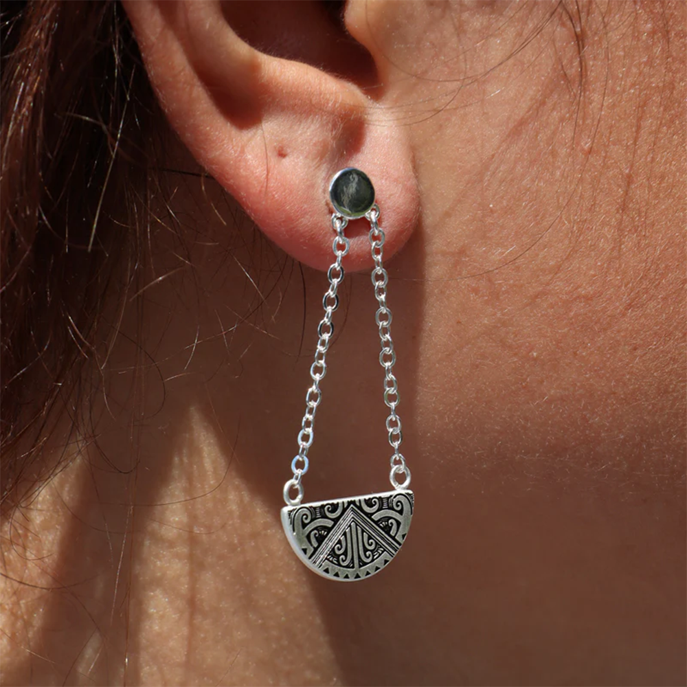 Little Taonga Maunga -Nui Breast Plate Earrings Silver