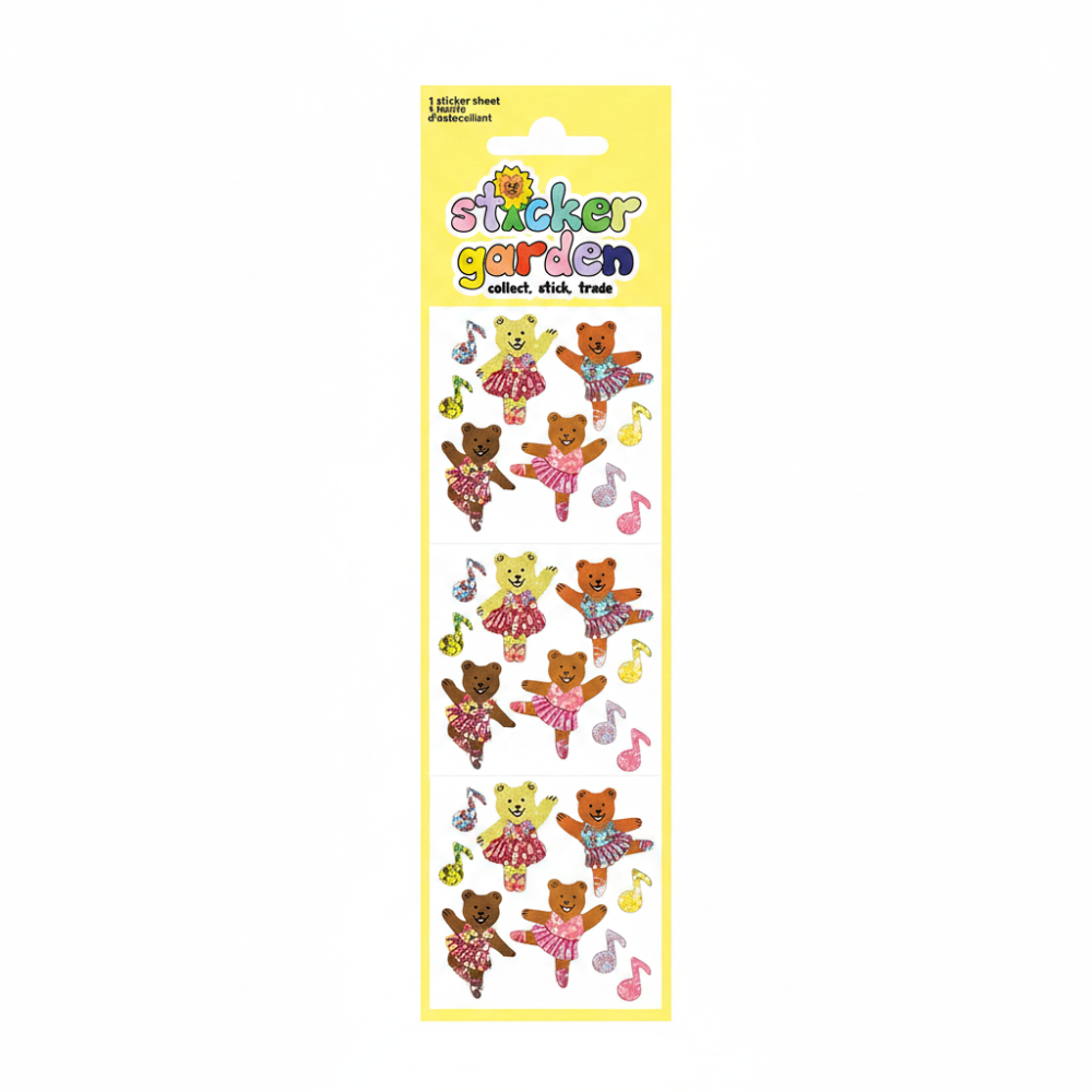 Sticker Garden Sheet Sparkle Ballerina Bears
