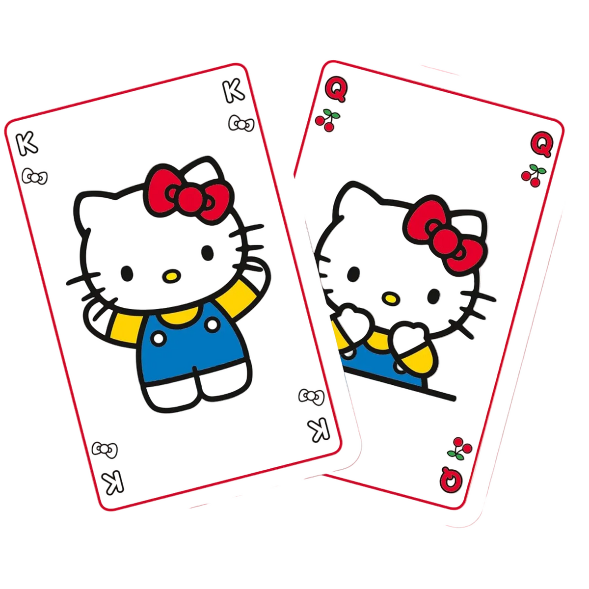 Two Hello Kitty playing cards, a King card on the left and a Queen card on the right, overlapping on a white background.