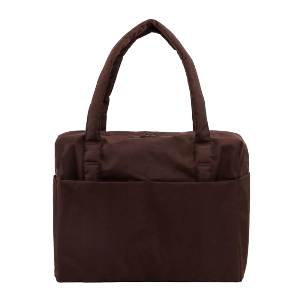 Brown tote bag on a white background
