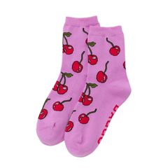 Baggu Crew Socks Cherries Pink