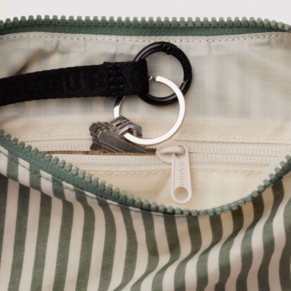 Baggu Small Nylon Crescent Bag Sage Stripe