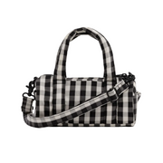 Baggu Small Nylon Duffle Bag Black and Cream Gingham