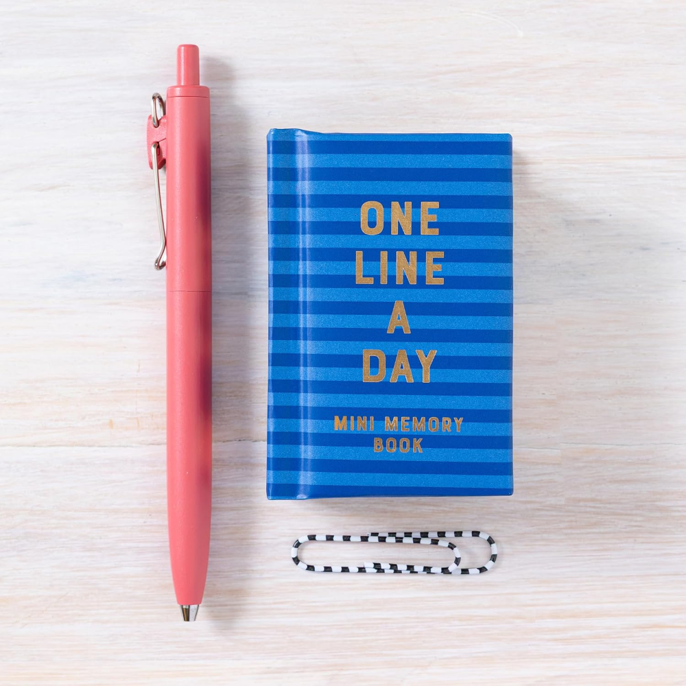 Mini One Line a Day Journal Navy Stripe