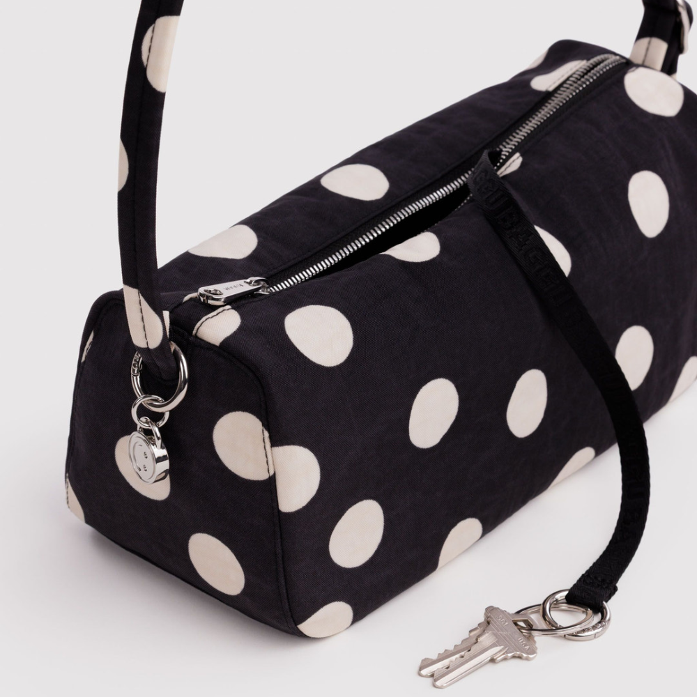 Baggu Nylon Loaf Bag Black and Cream Polka Dot
