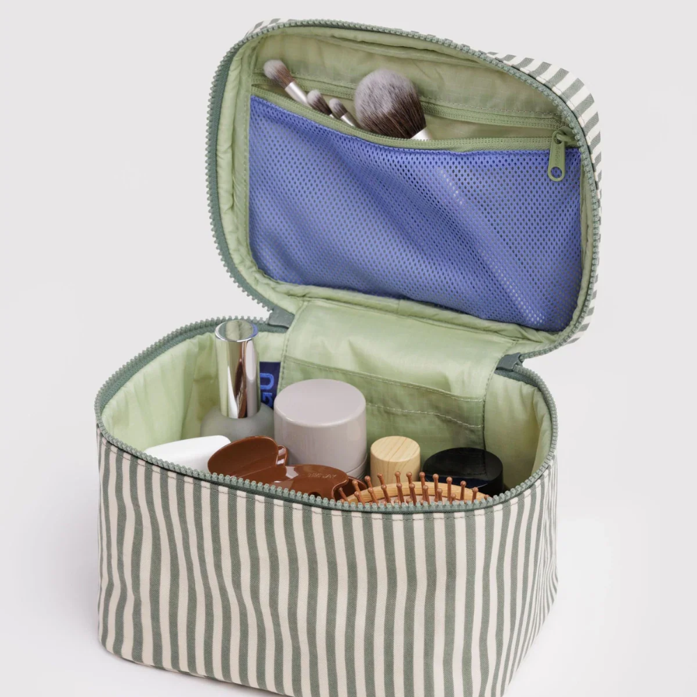 Baggu Large Cosmetic Case Sage Stripe