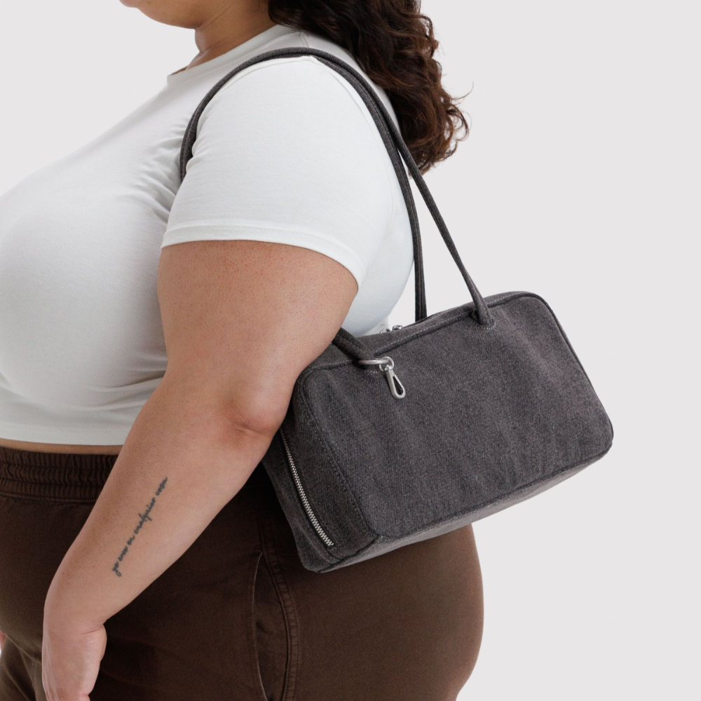 Baggu Denim Bowler Bag Washed Black Denim