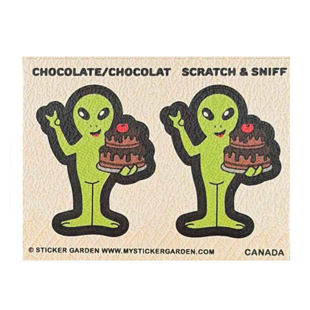 Sticker Garden Sheet  Scratch and Sniff Alien Chocolate Scent