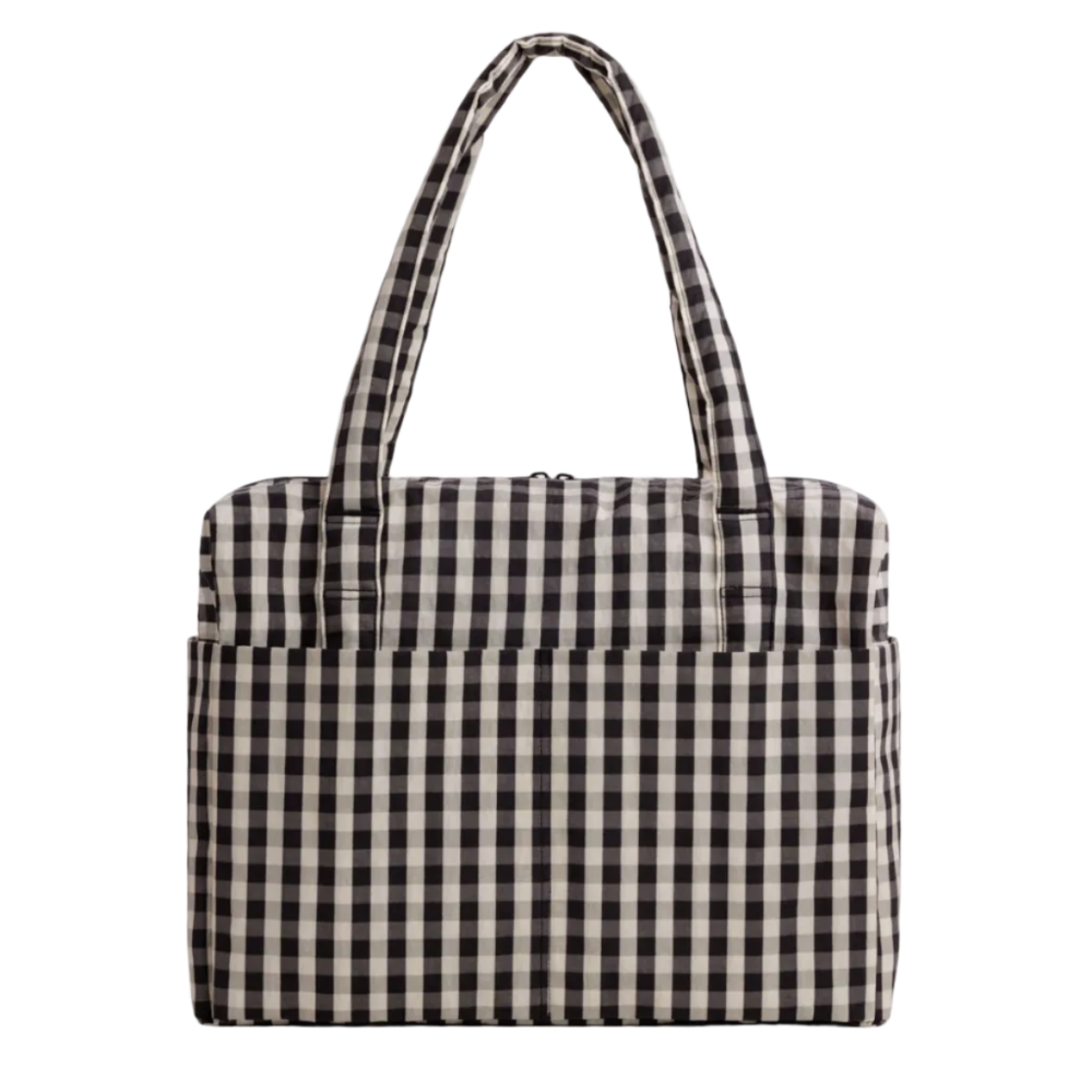 Baggu Cloud Carry-On Bag  Black and Cream Gingham