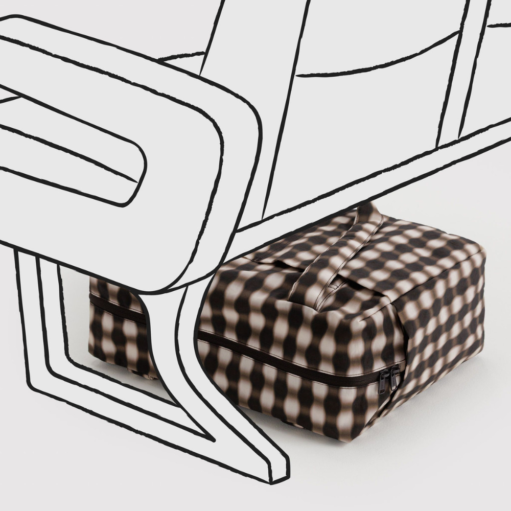 Baggu Small Cloud Carry-On Bag  Blurred Gingham Brown