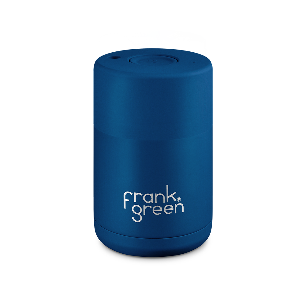 Frank Green Ceramic Reusable Cup Push Button Lid 8oz Deep Ocean