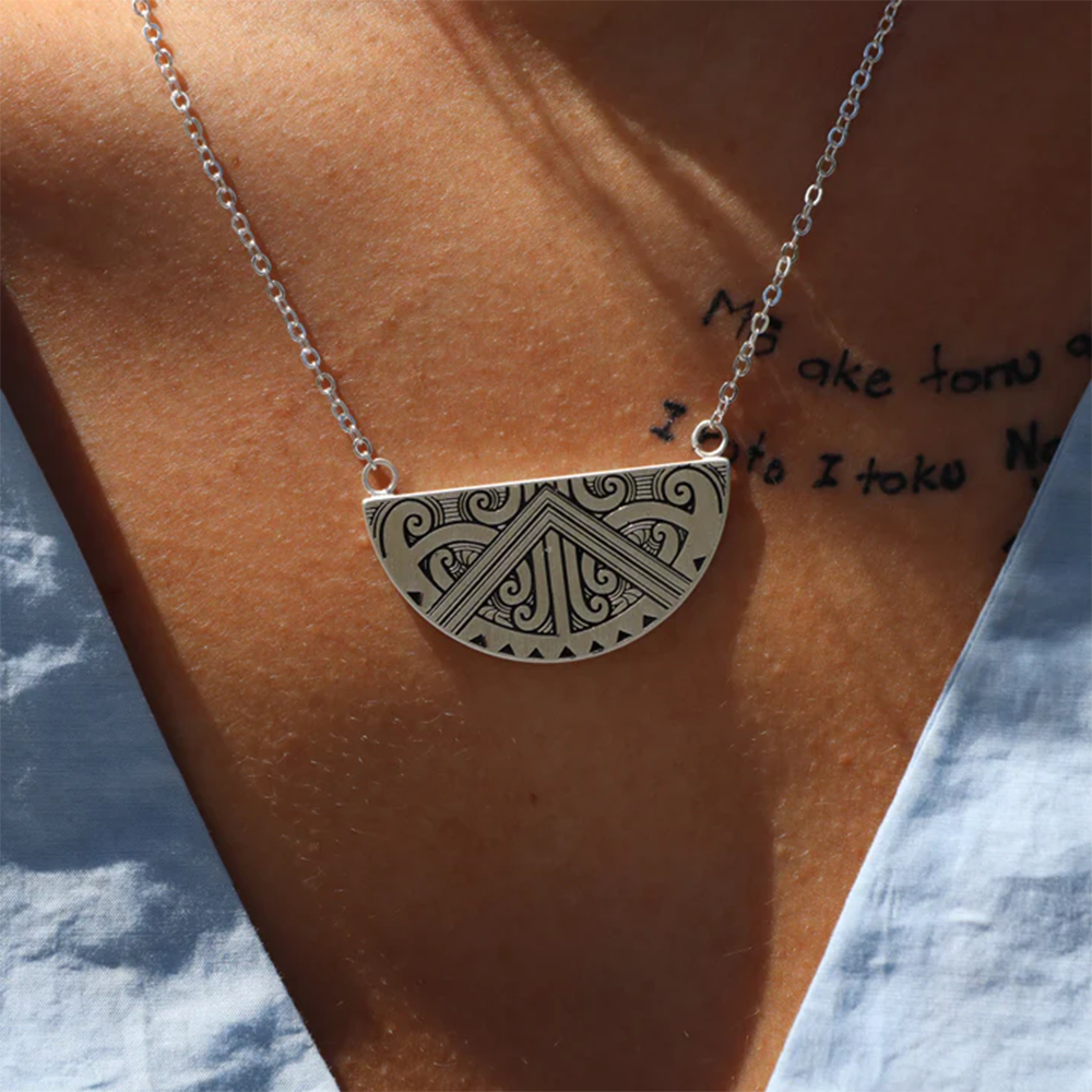 Little Taonga Maunga-Nui Breast Plate Necklace Silver
