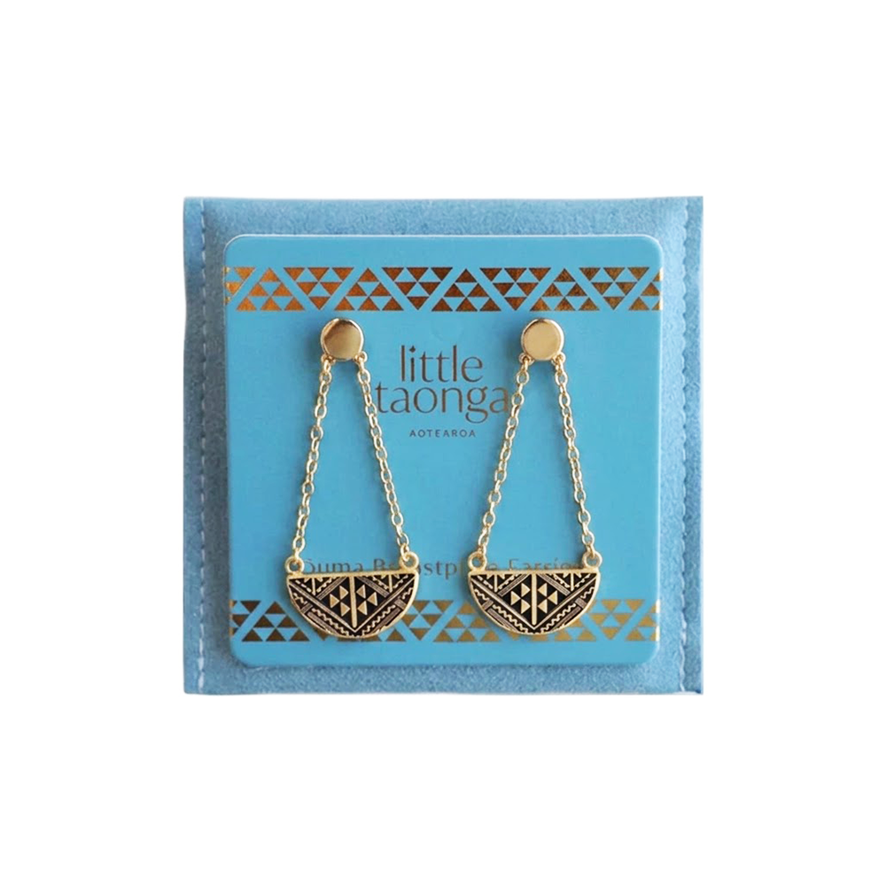 Little Taonga Niho Breast Plate Earrings Gold