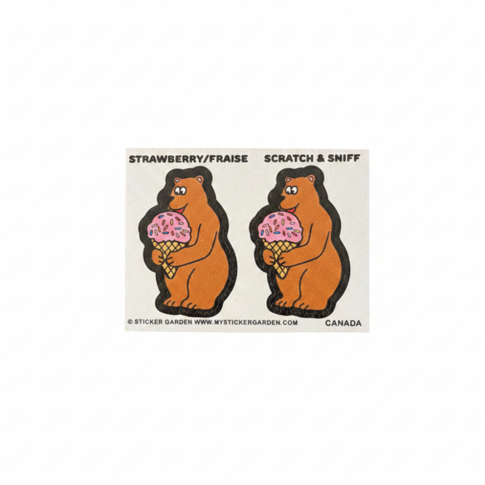 Sticker Garden Scratch and Sniff Teared Square Bear Strawberry