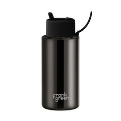 Frank Green Ceramic Reusable Bottle Flip Straw Lid and Strap 34oz Shadow Chrome
