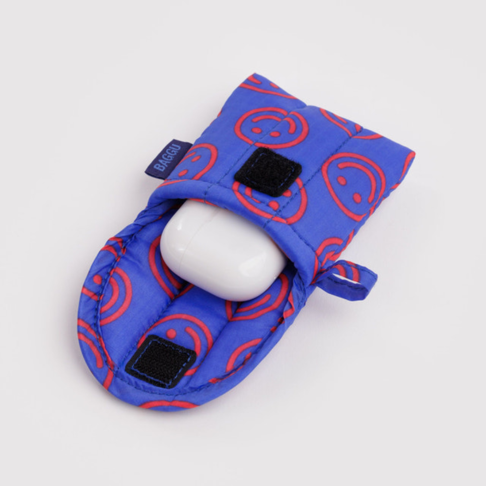 Baggu Puffy Earbuds Case Mini Cobalt Happy