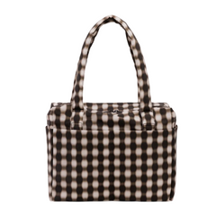 Baggu Small Cloud Carry-On Bag  Blurred Gingham Brown