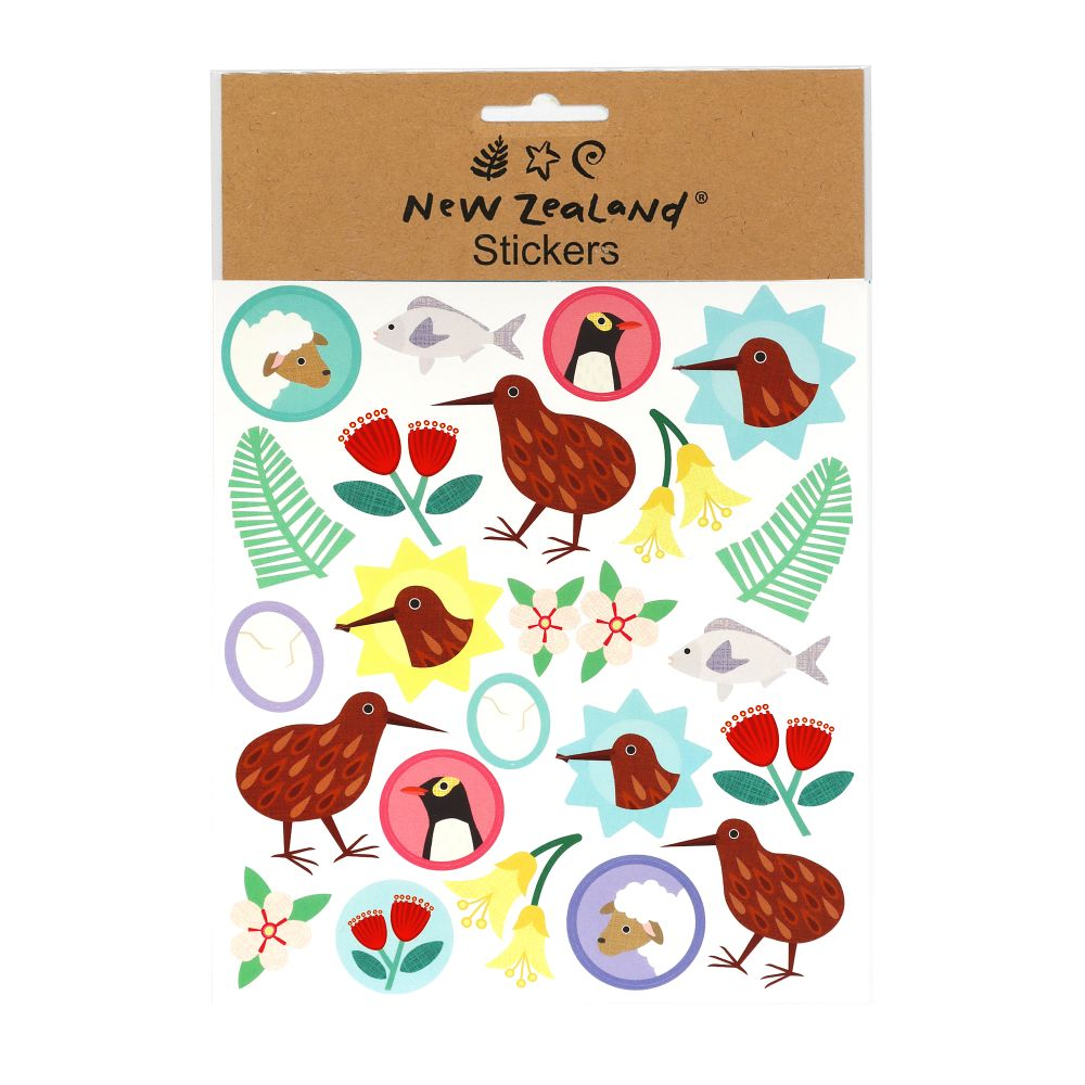 Stickers NZ Pastel Kiwiana Treasures 15x17cm