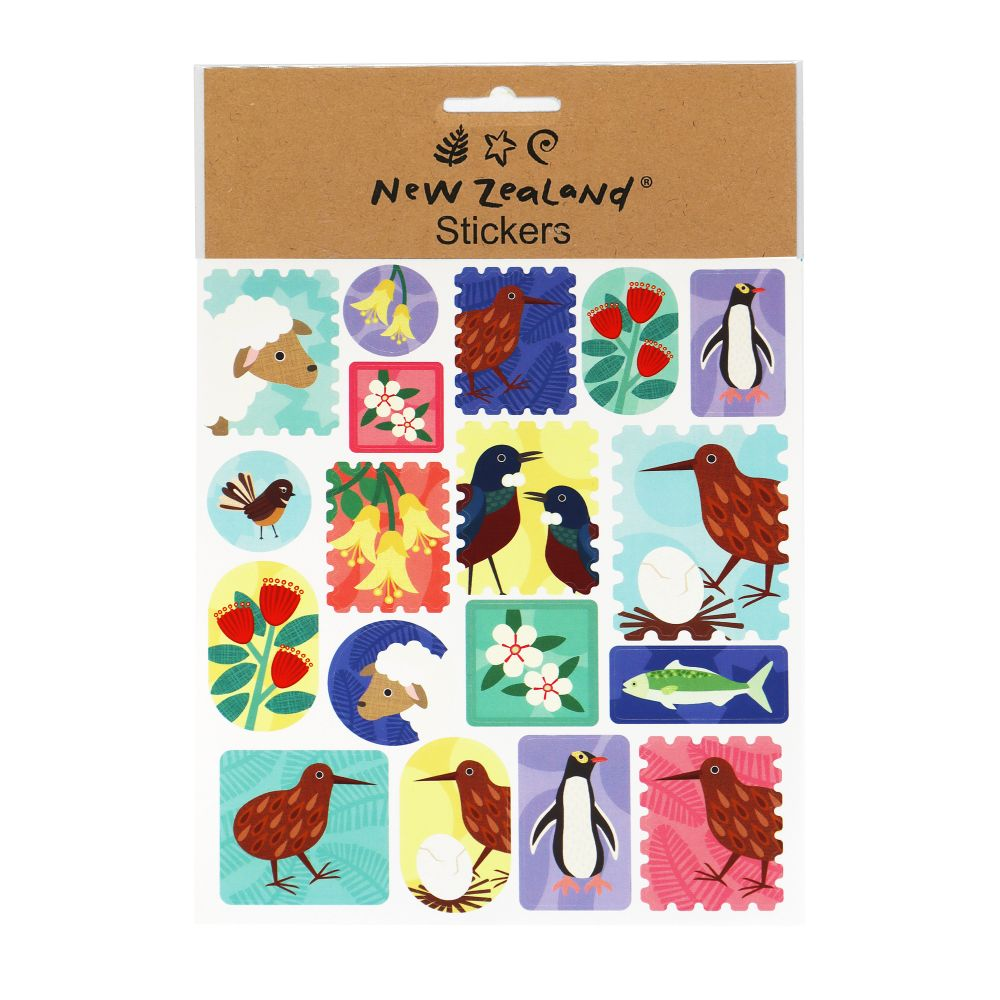 Stickers NZ Kiwiana Stamps 15x17cm