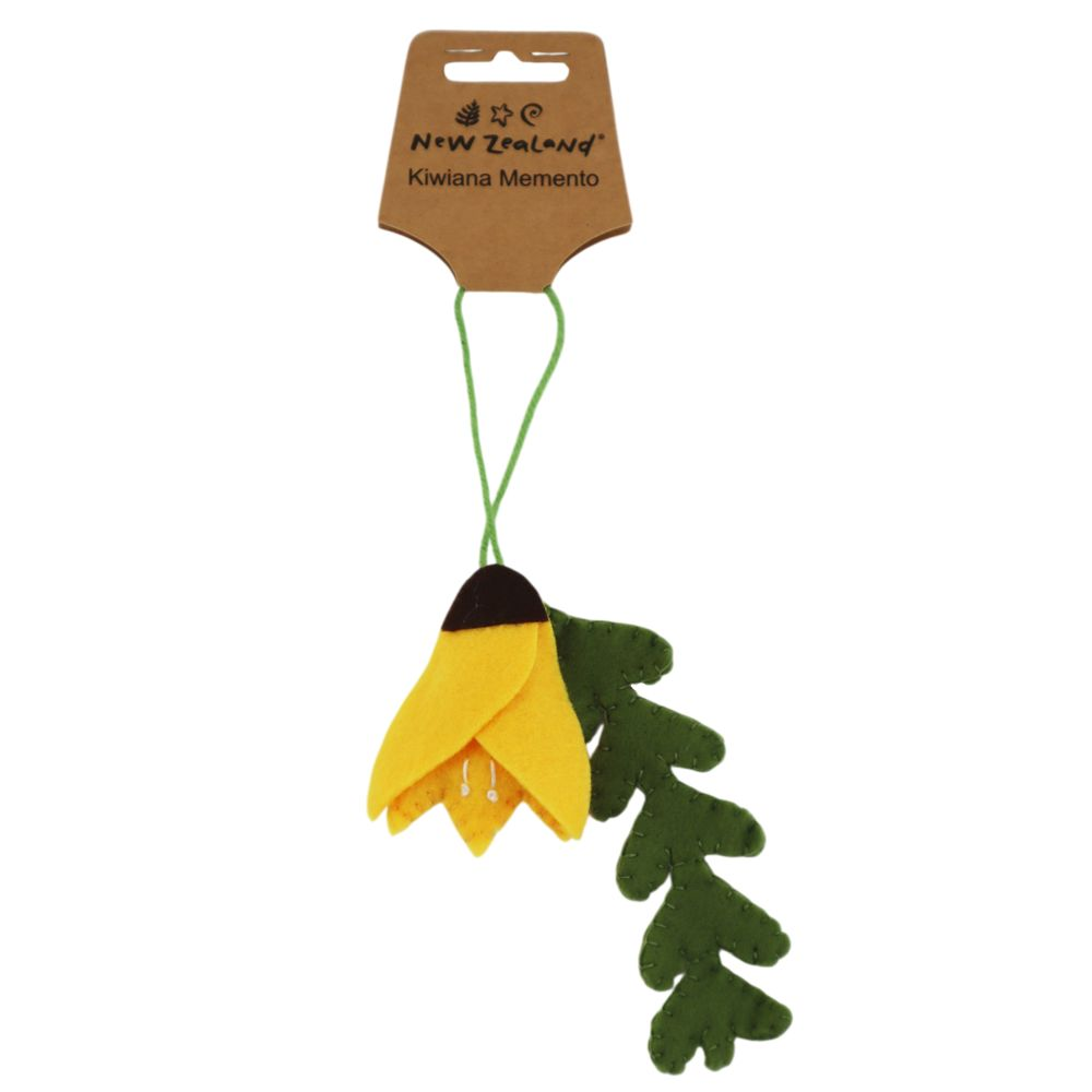 Felt Hanging Ornament NZ Kowhai 10cm