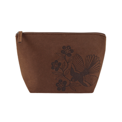 Felt Cosmetic Bag Large Pīwakawaka Brown