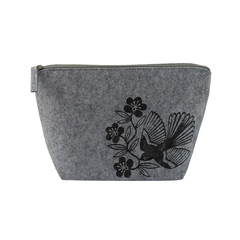 Felt Cosmetic Bag Large Pīwakawaka Light Grey