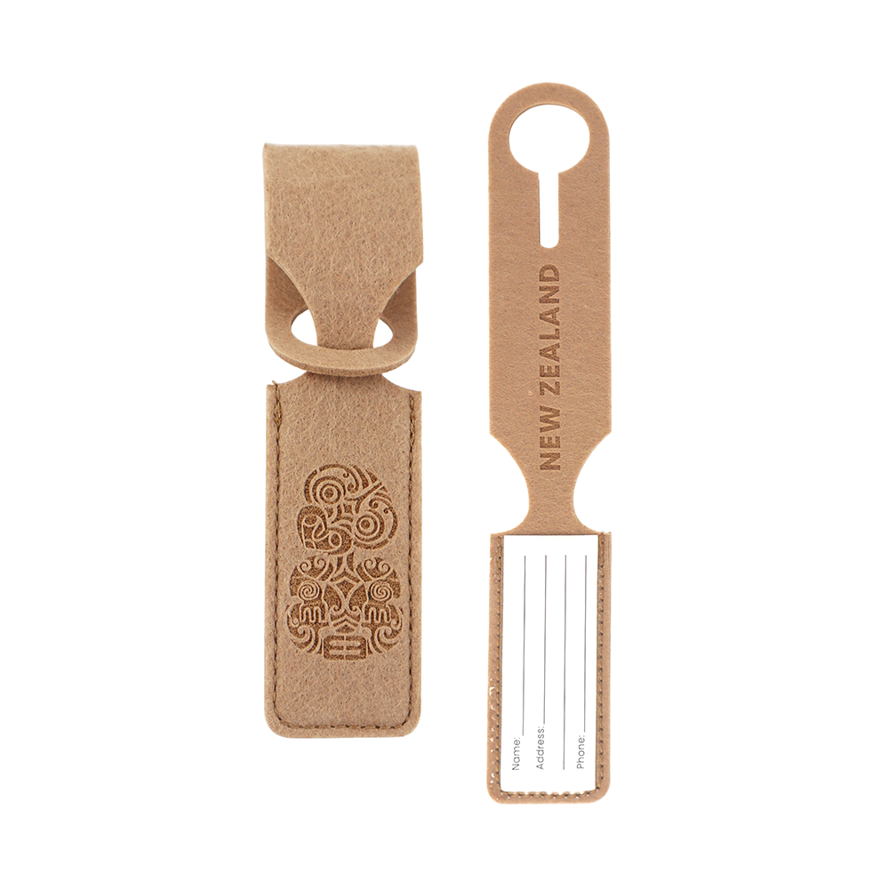 Felt Luggage Tag Loop Tiki Tan