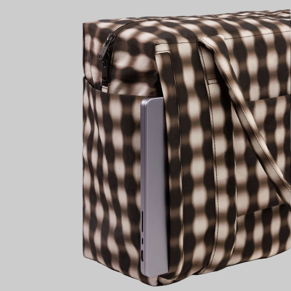 Baggu Small Cloud Carry-On Bag  Blurred Gingham Brown