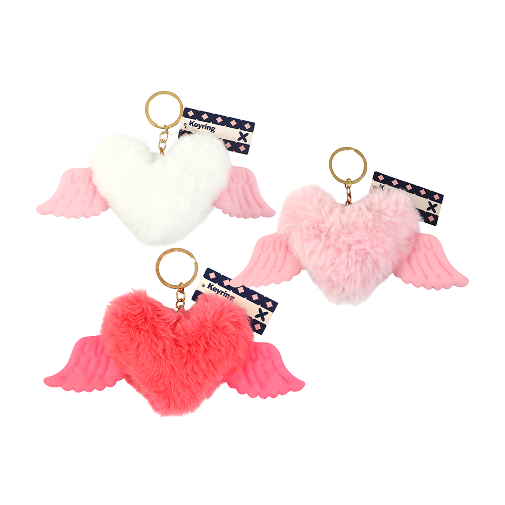 Ava Plush Winged Heart Keyring Assorted