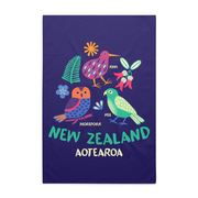 New Zealand Tea Towel Native Birds Navy Blue