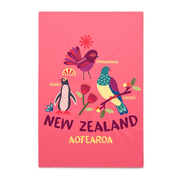 New Zealand Tea Towel Bird Life Peach