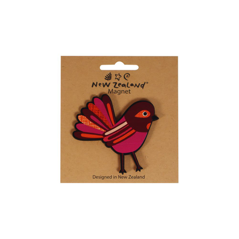 Wooden Cut Out Magnet Colourful Pīwakawaka