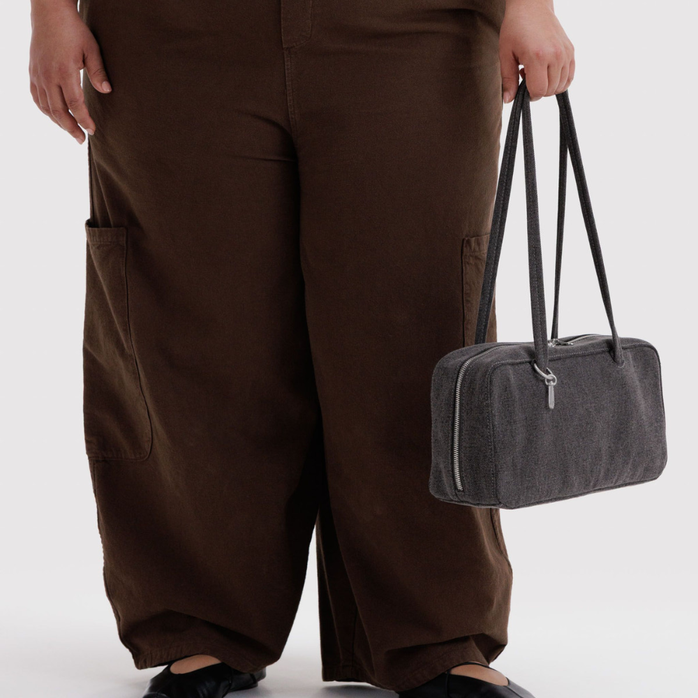 Baggu Denim Bowler Bag Washed Black Denim
