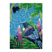 New Zealand Tea Towel Colourful Tūī