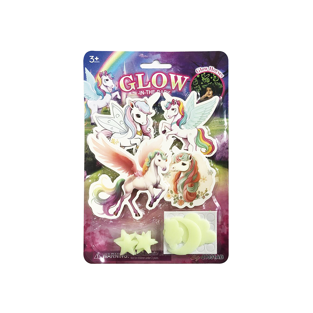 Glow in Dark Unicorns and Stars Wall Stickers Assorted