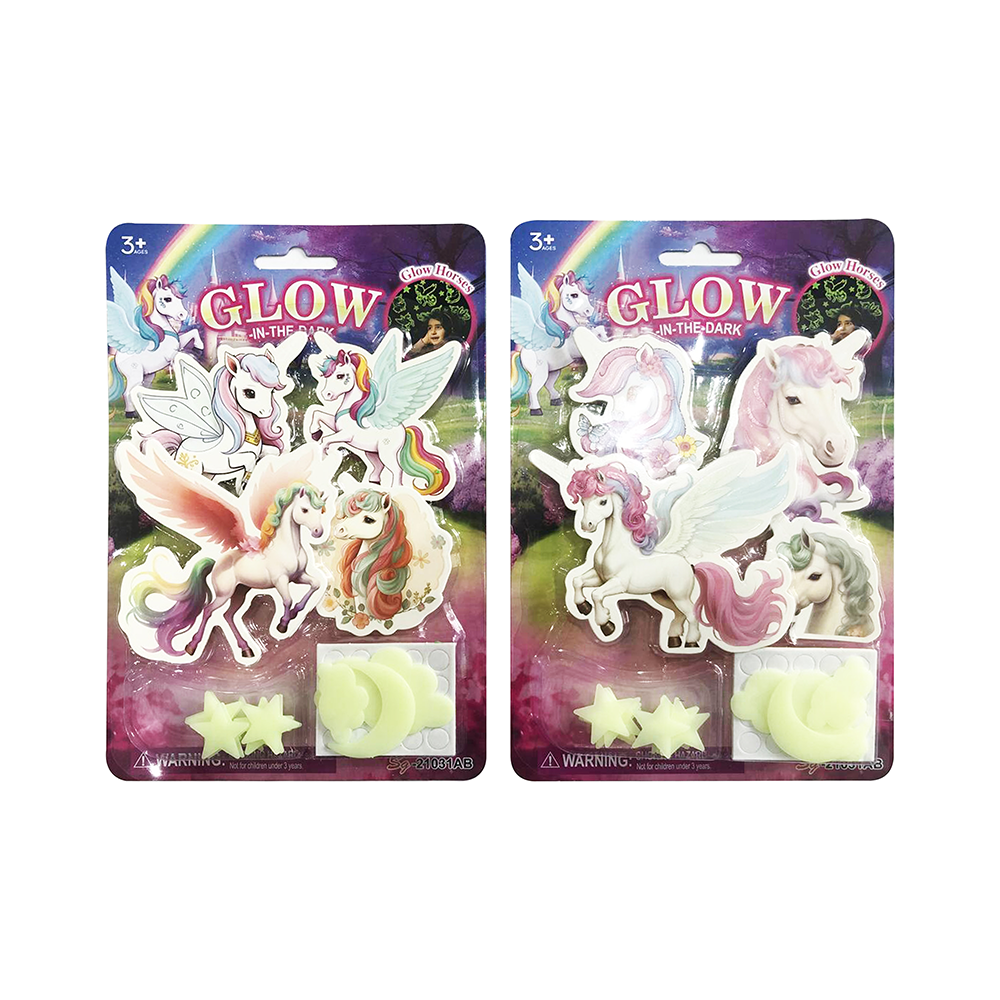Glow in Dark Unicorns and Stars Wall Stickers Assorted