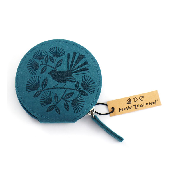 Felt Coin Purse Pīwakawaka Blue