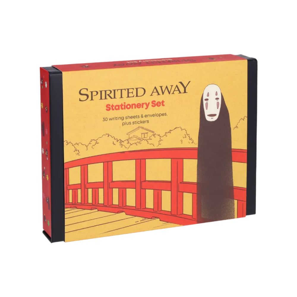 Spirited Away stationery set packaging with character design on a white background