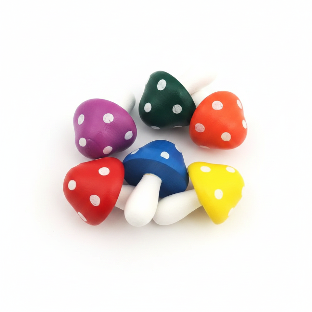 SINGLE Wooden Coloured Toadstool