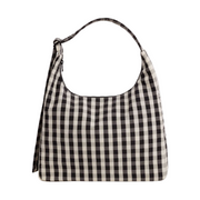 Baggu Nylon Shoulder Bag Black and Cream Gingham
