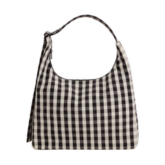 Baggu Nylon Shoulder Bag Black and Cream Gingham